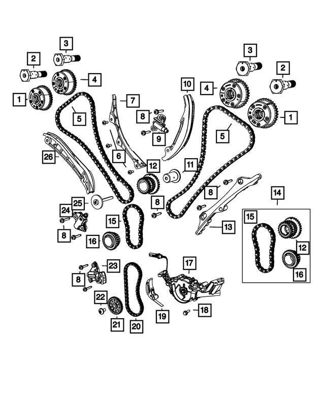 Chain Tensioner, Right Side - Mopar (5047886AA)