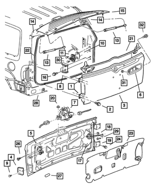 Lift-Gate Glass Gas Cylinder - Mopar (55360171AD)