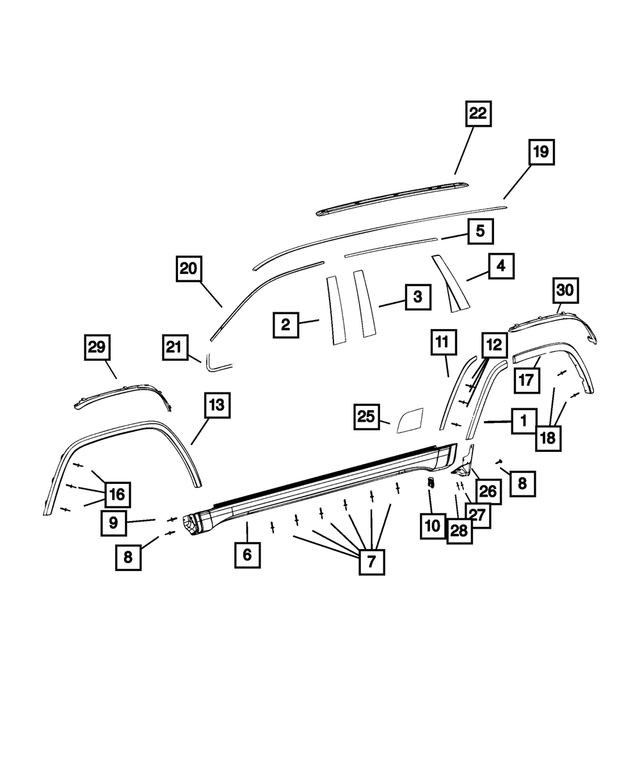 Rear Door Wheel Flare Molding, Left - Mopar (1MP37RXFAE)