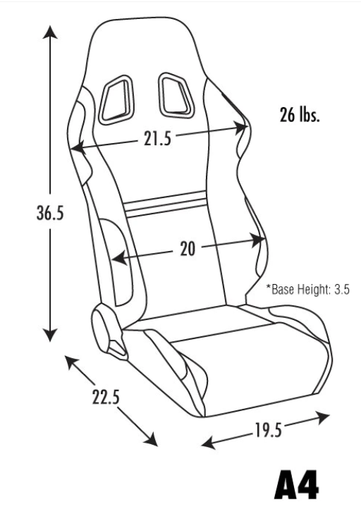 Corbeau A4 Reclining Racing Seat Pair for Jeep CJ-7, Wrangler YJ, TJ, JK &amp; Unlimited