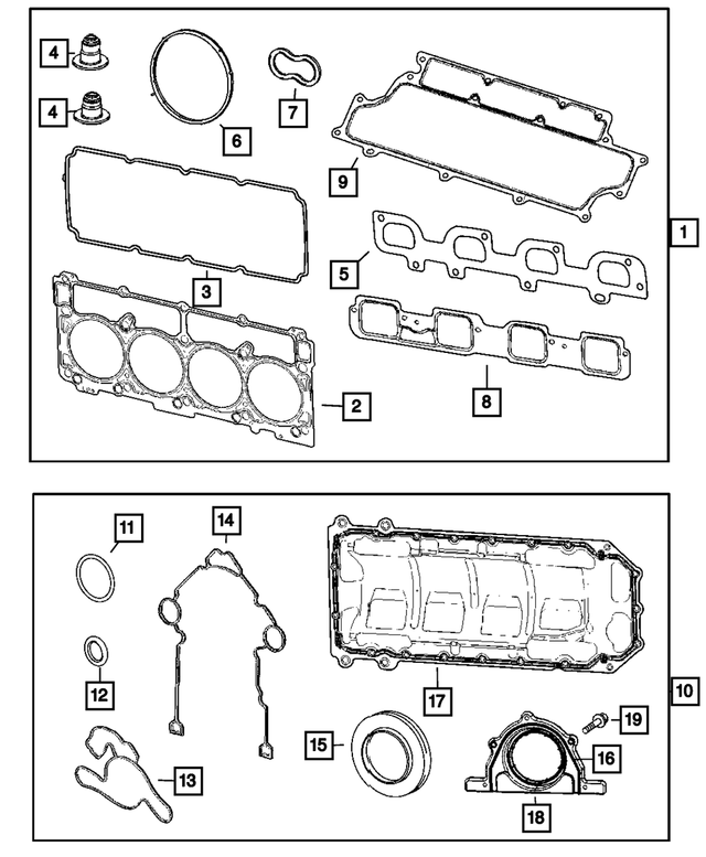 Engine Lower Gasket Package - Mopar (68003172AB)