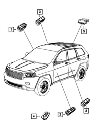 Window And Door Lock Switch, Right Hand Drive, Right Side - Mopar (68030826AE)